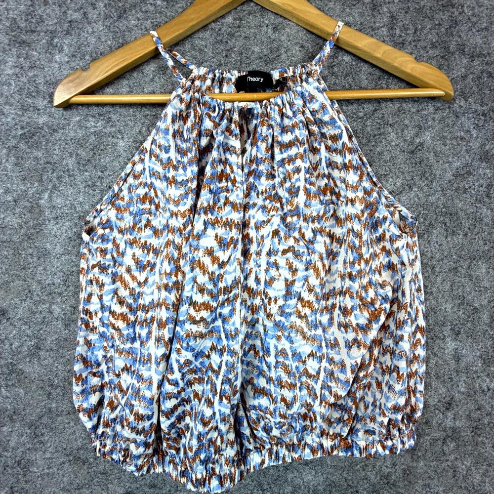 Theory Gathered Camisole‎ Womens XS Multicolor Chevron Print Keyhole Halter Boho